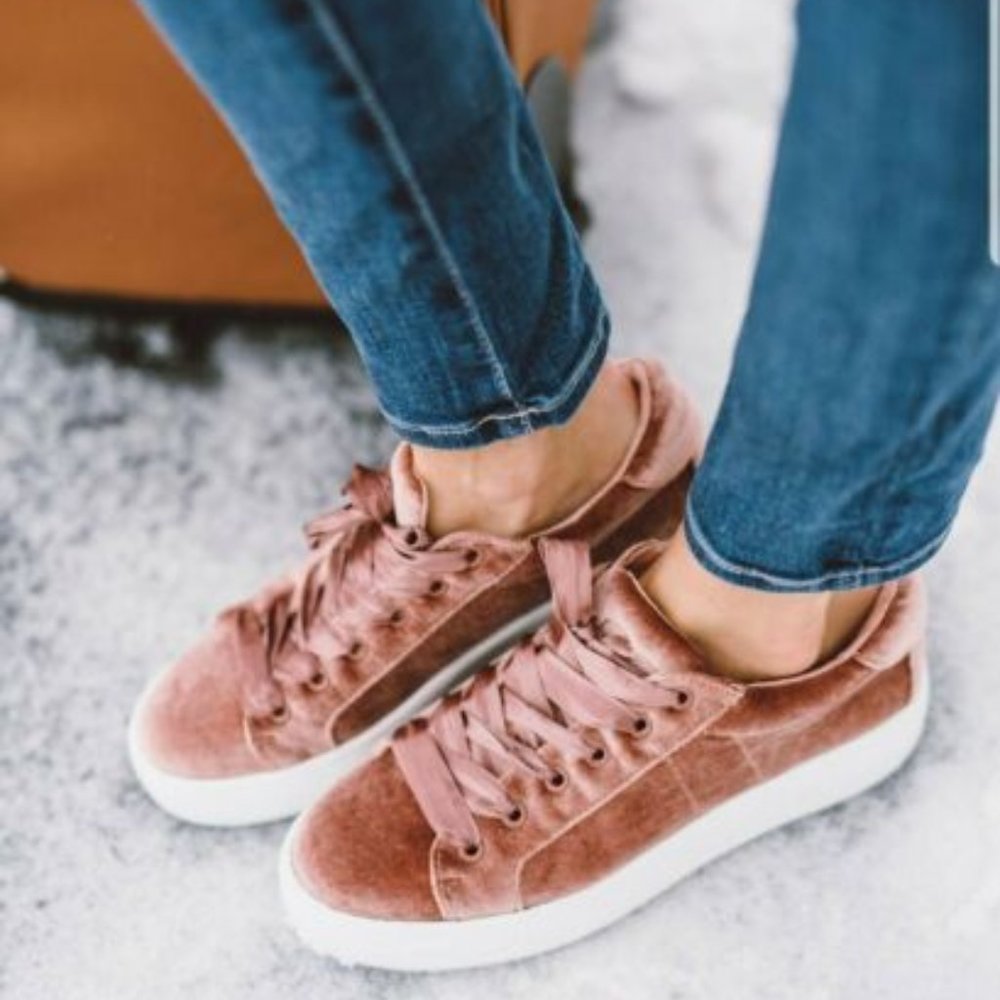 Velvet Lace Up Sneakers